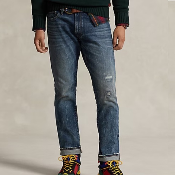 Polo Ralph Lauren Unique Distressed Varick Slim Straight 34 Men’s Jeans - Picture 3 of 13